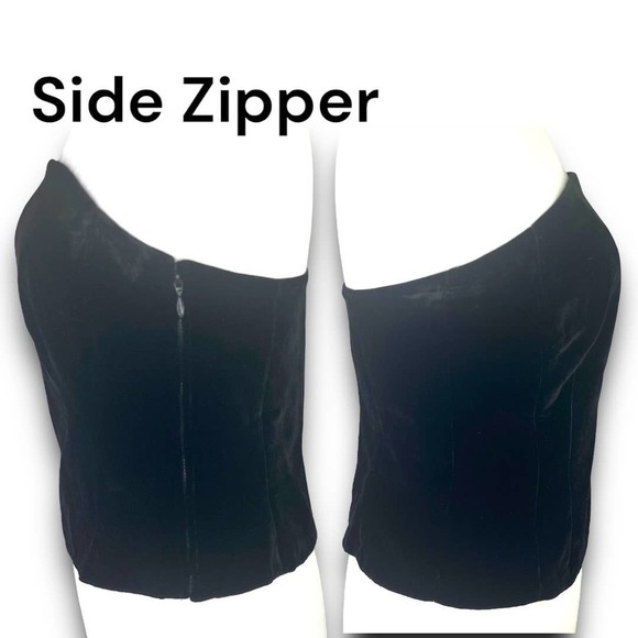 Ann Taylor Velvet Slik Blend Black Sleeveless Structured Tube Top Blouse Sz 6 - Picture 2 of 16